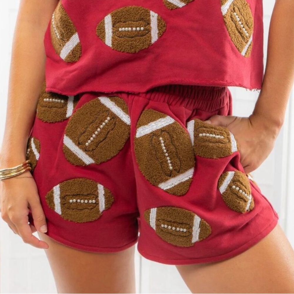 Queen Of Sparkles Maroon Football Shorts